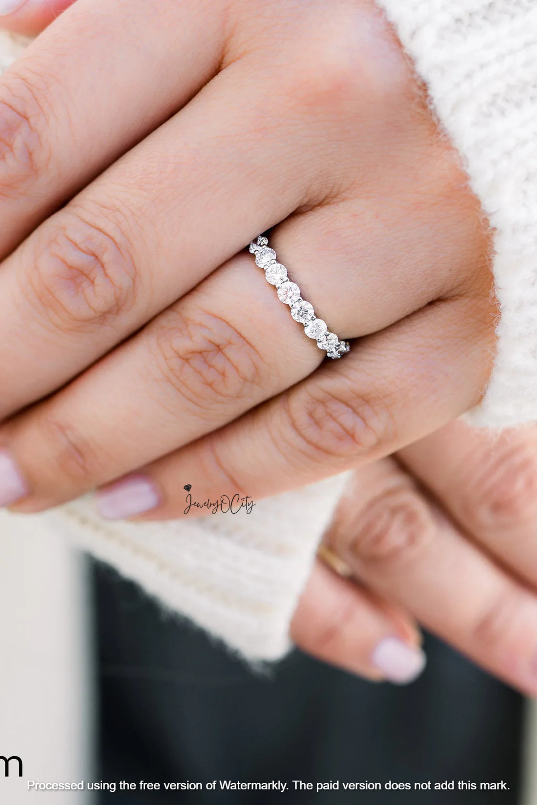 2.70Ct Round Cut Full Eternity Diamond Engagement Band For Her