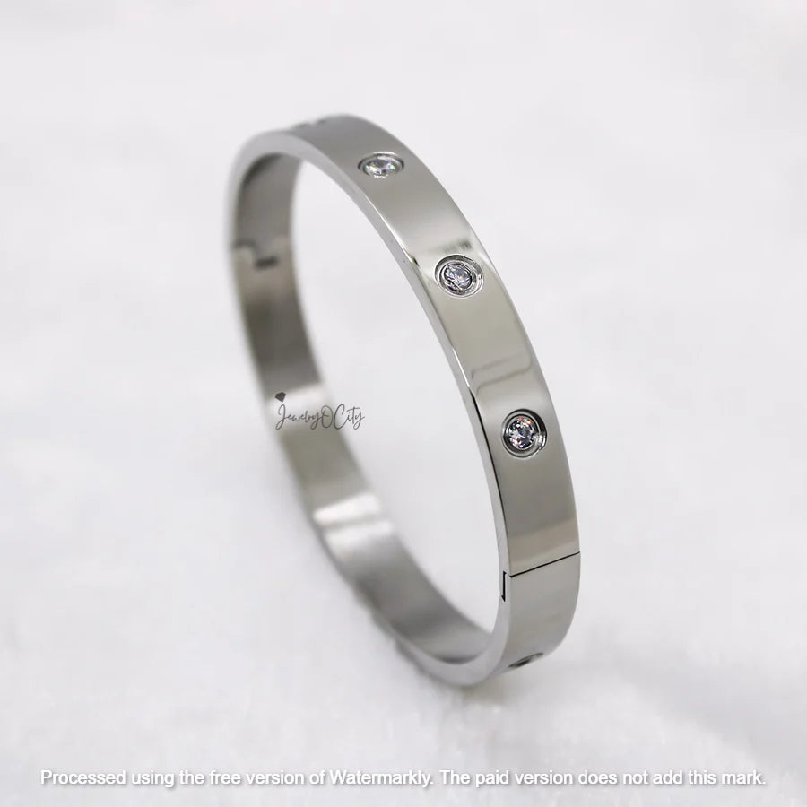 Classic Love Diamond Silver Bracelet Bangle For Men