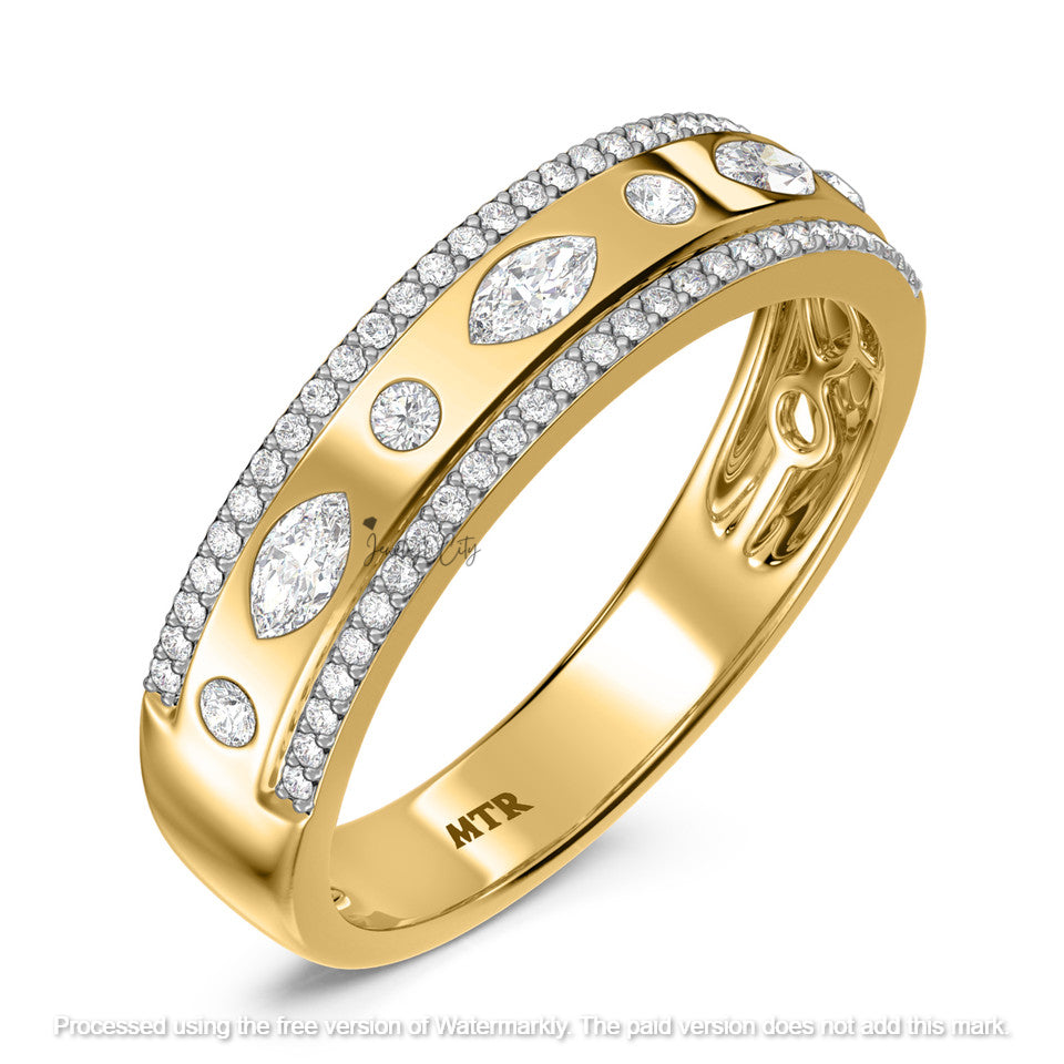 3.60Ct Emerald Cut Diamond Pave Classic Wedding Trio Ring Set