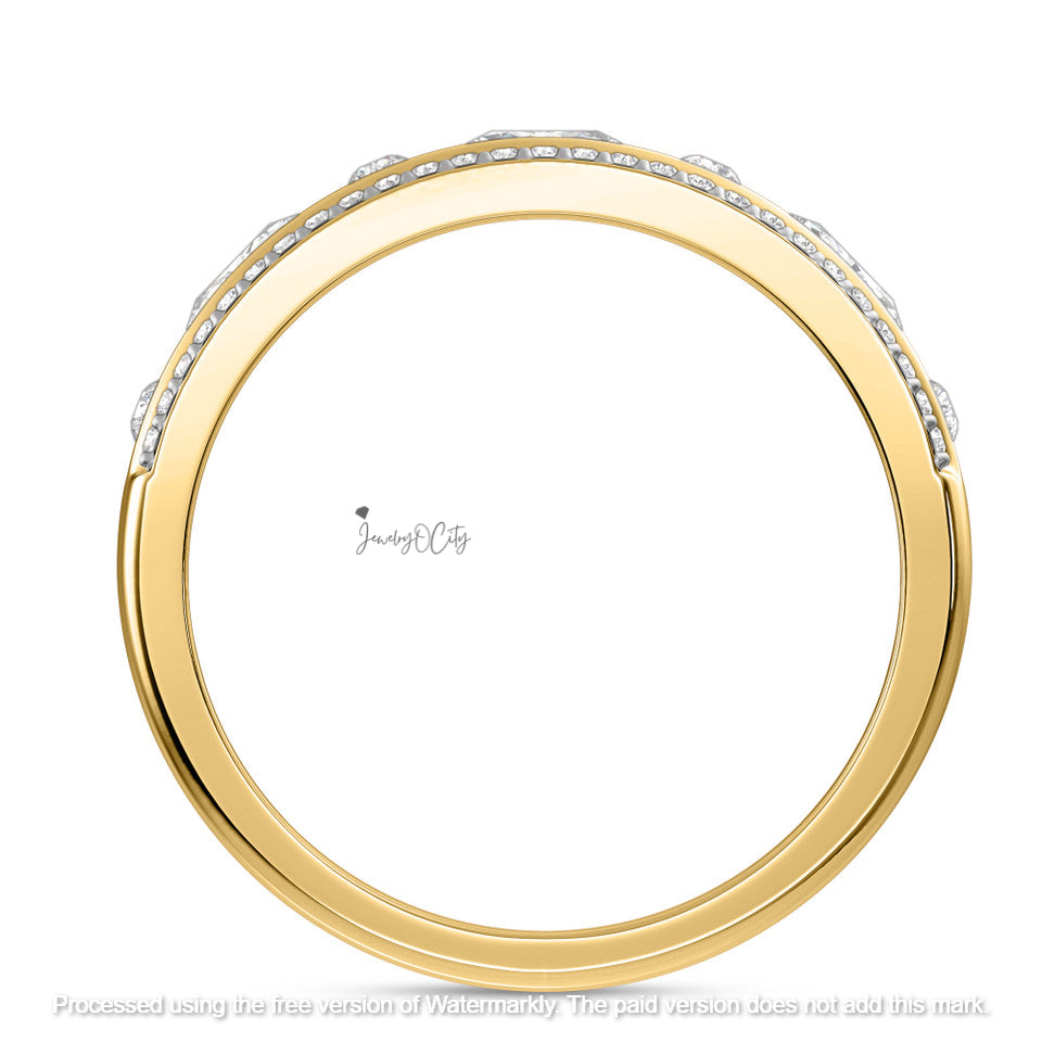 3.60Ct Emerald Cut Diamond Pave Classic Wedding Trio Ring Set