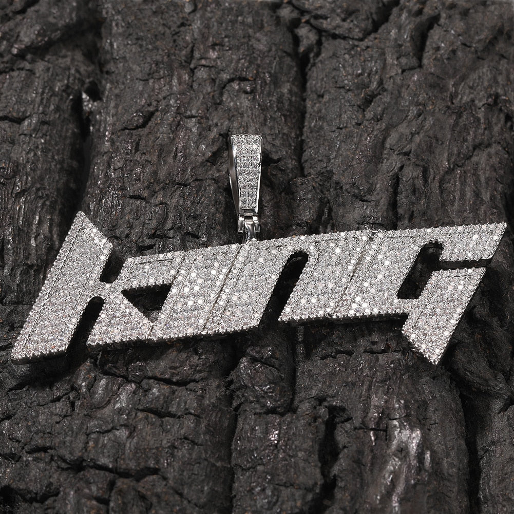 10TCW Round Cut VVS1/D Diamond Royal Custom Letter King Name Pendant