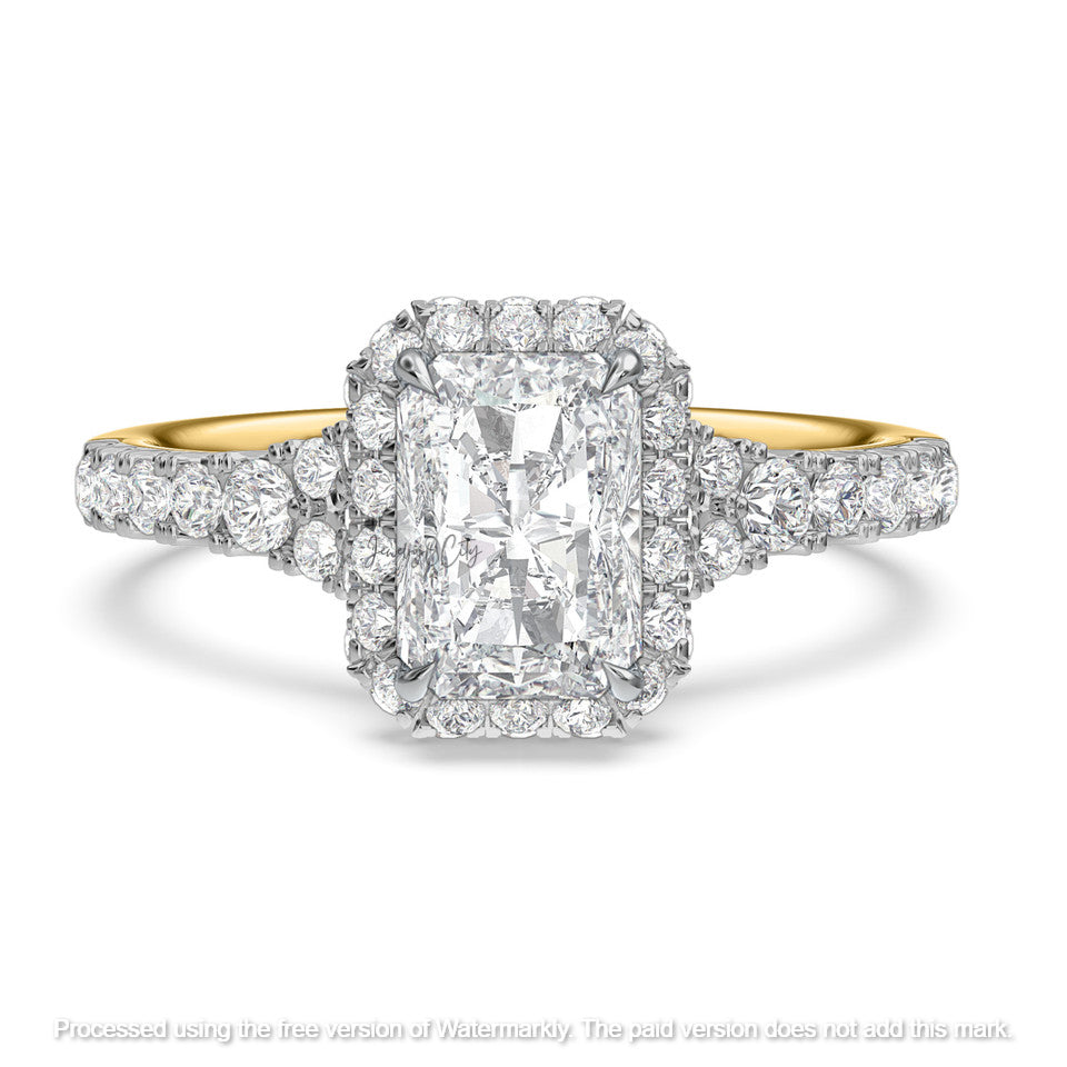 3.80Ct Emerald Cut Diamond Pave Bezel Wedding Trio Ring Set