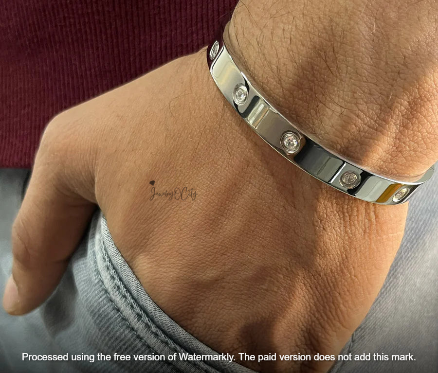 Classic Love Diamond Silver Bracelet Bangle For Men