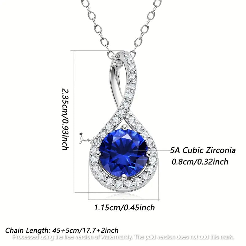 2Ct Round Cut Blue Sapphire & Diamond Halo Pendant For Her
