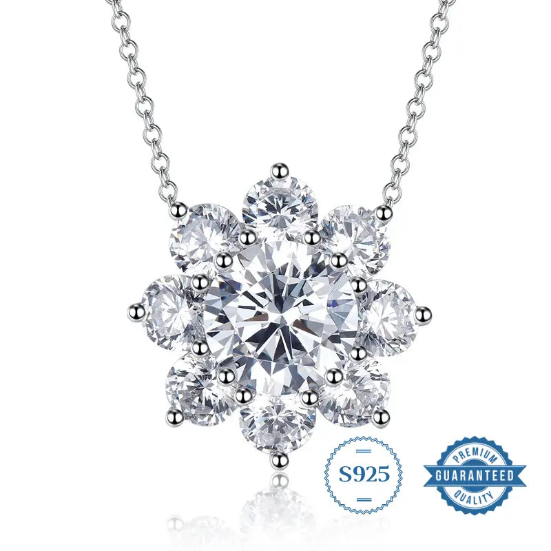 3Ct Round Cut Halo Snowflake Diamond Pendant For Her