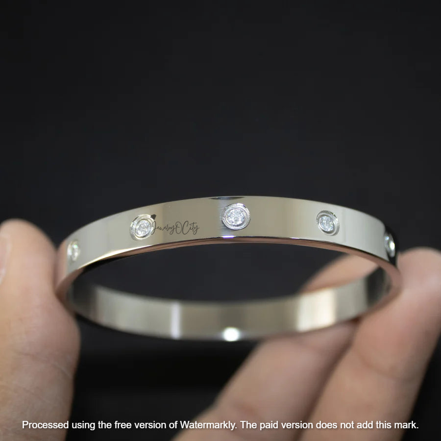 Classic Love Diamond Silver Bracelet Bangle For Men