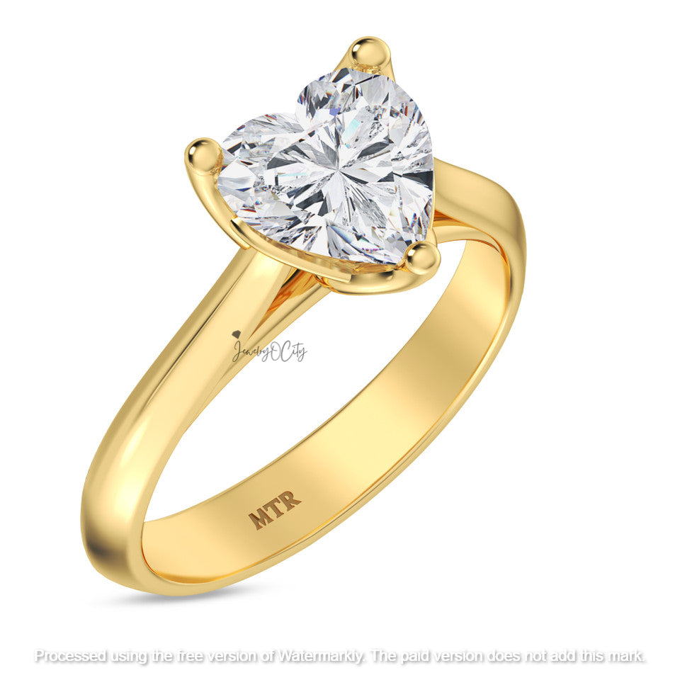 1Ct Heart Cut Diamond Solitaire Wedding Trio Ring Set
