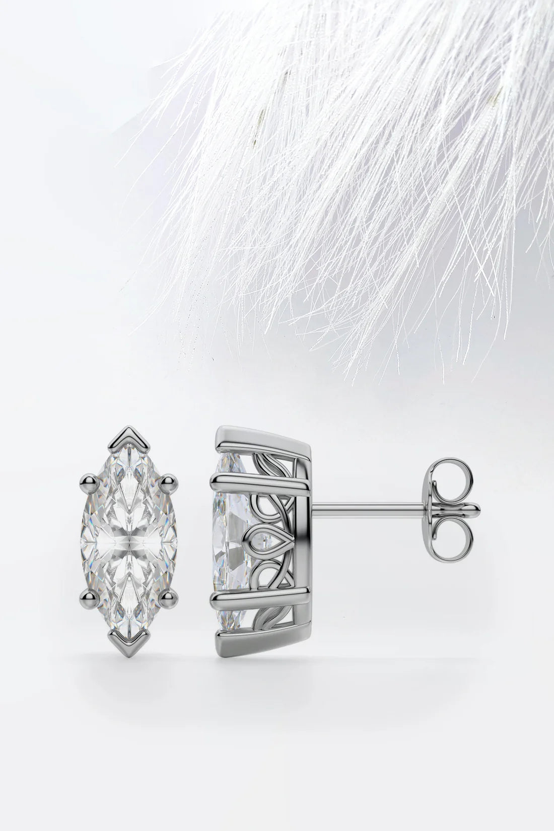 Marquise Diamond Solitaire Stud Earrings for Her