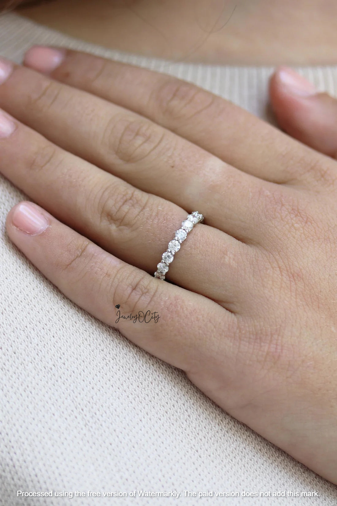 2.70Ct Round Cut Full Eternity Diamond Engagement Band For Her