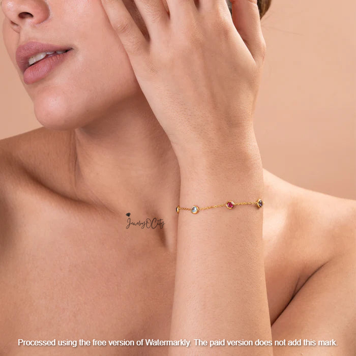 4Ct Multi Crystal Charm Bracelet For Her