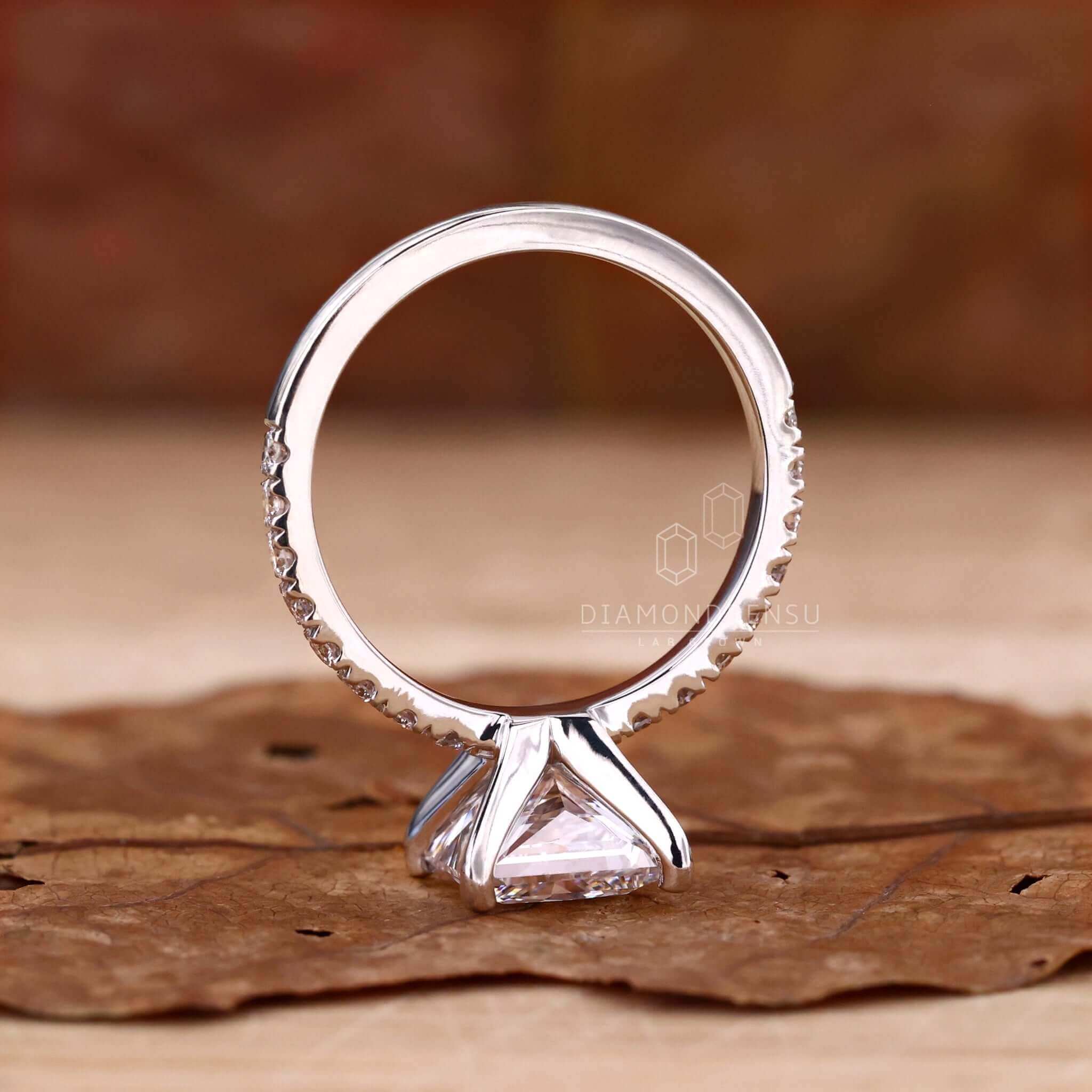 3.50Ct Princess Cut Diamond Solitaire With Accent Engagement Ring For Her