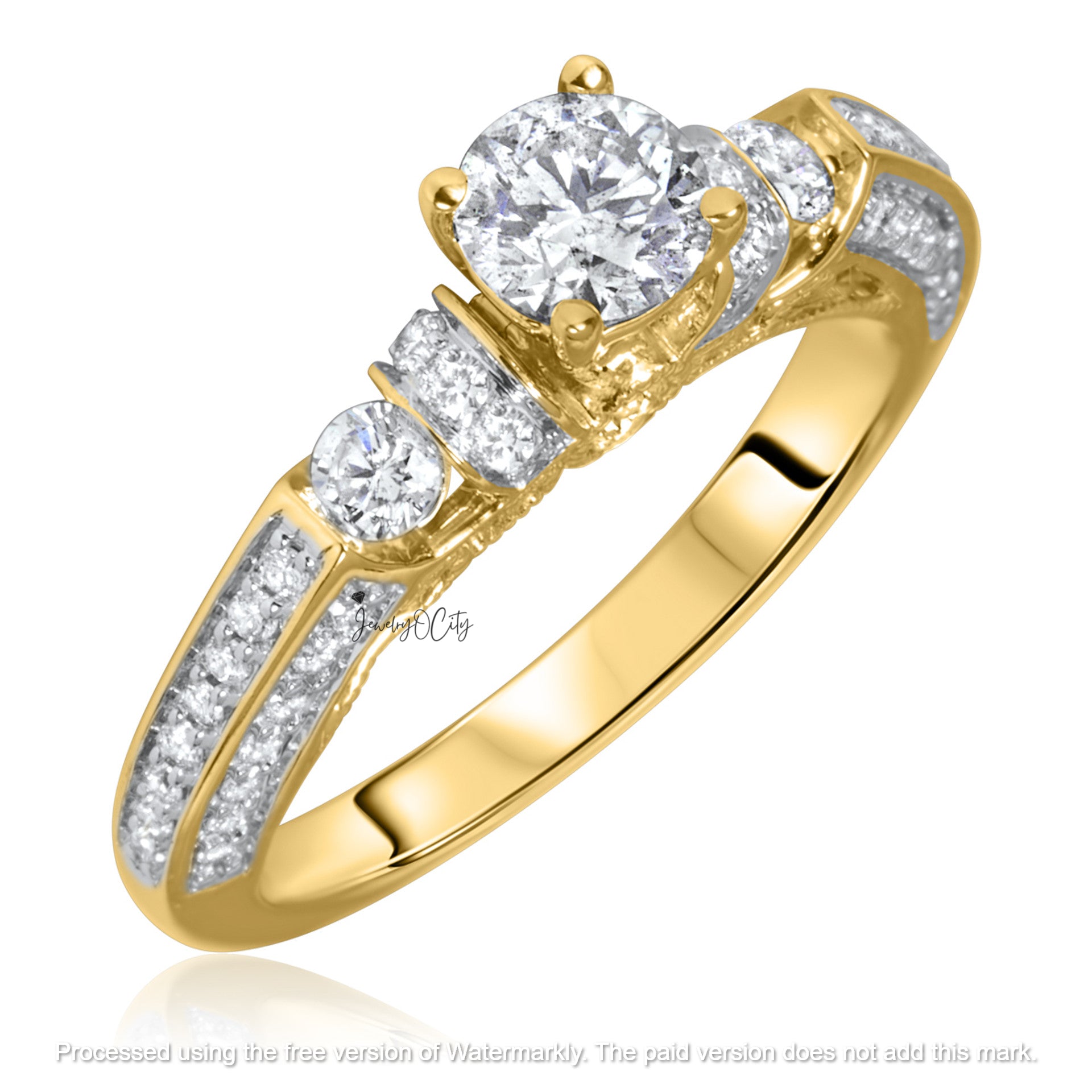 3.50Ct Round Cut Diamond Solitaire Engagement & Wedding Trio Ring Set