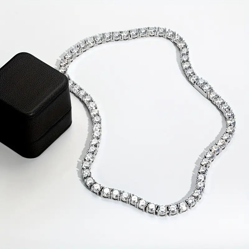 30Ct Round Cut VVS1 Diamond Unisex Tennis Necklace -4MM