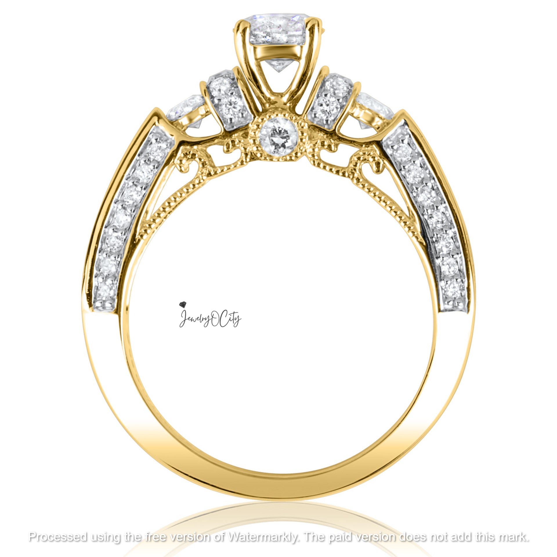 3.50Ct Round Cut Diamond Solitaire Engagement & Wedding Trio Ring Set