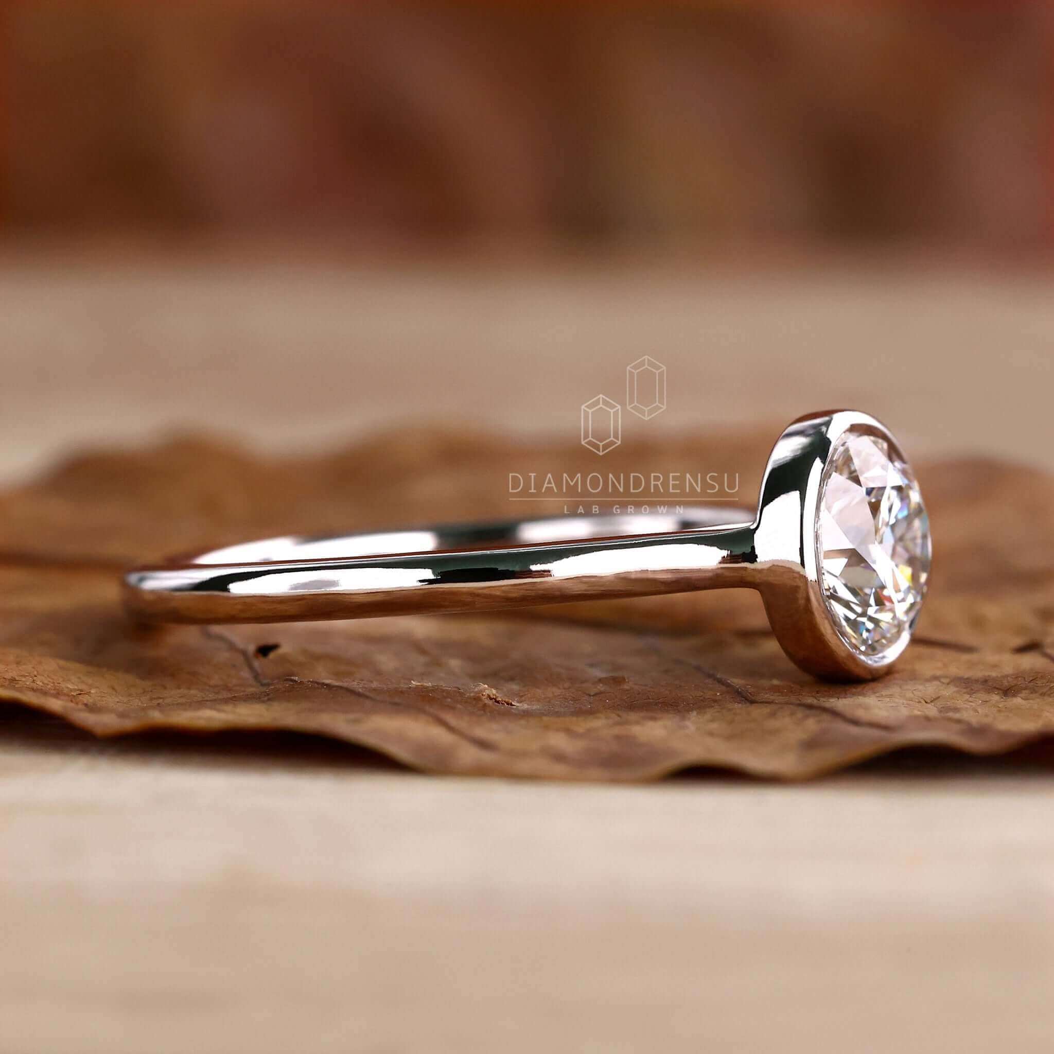 3.00Ct Round Cut Diamond Bezel Set Engagement Ring For Her