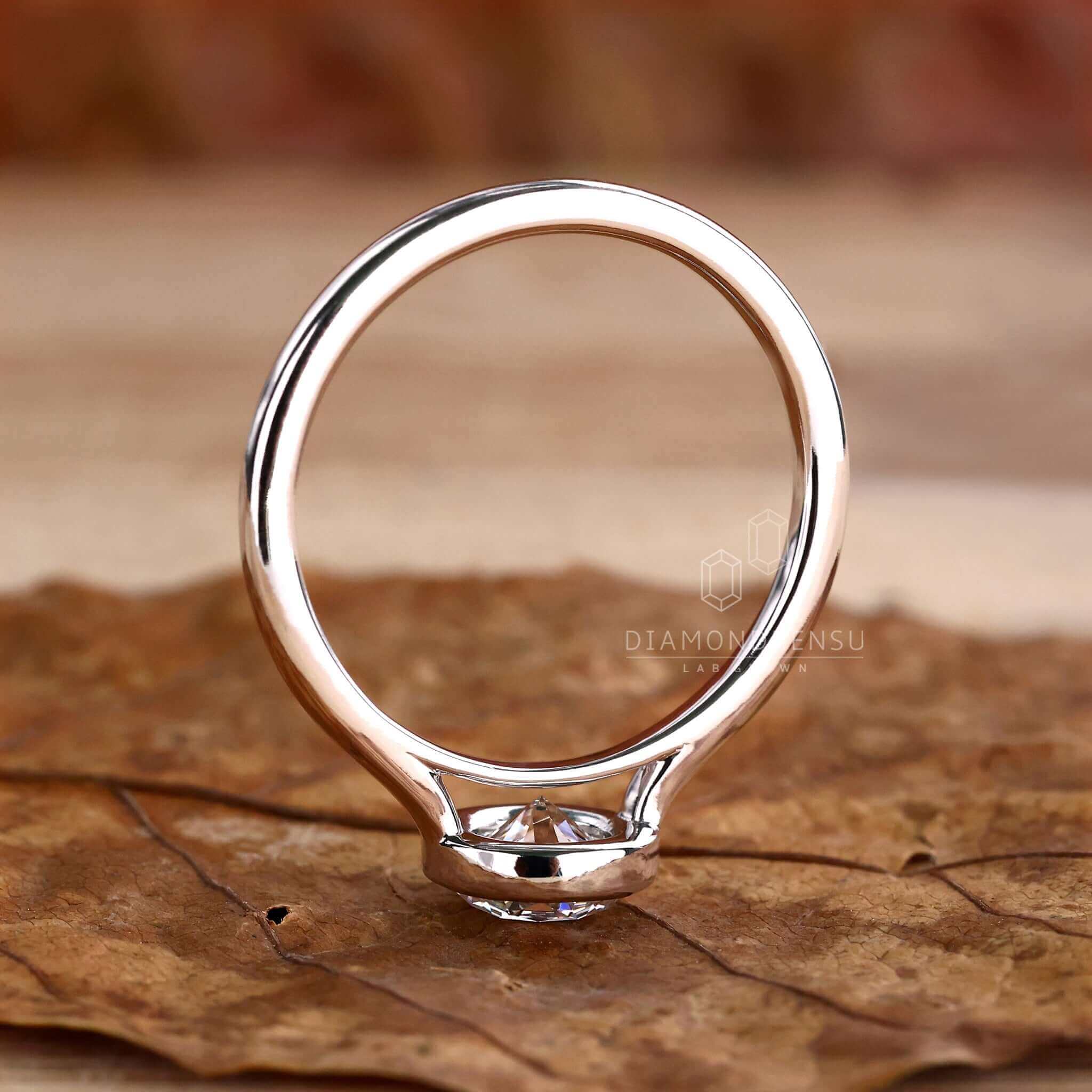 3.00Ct Round Cut Diamond Bezel Set Engagement Ring For Her