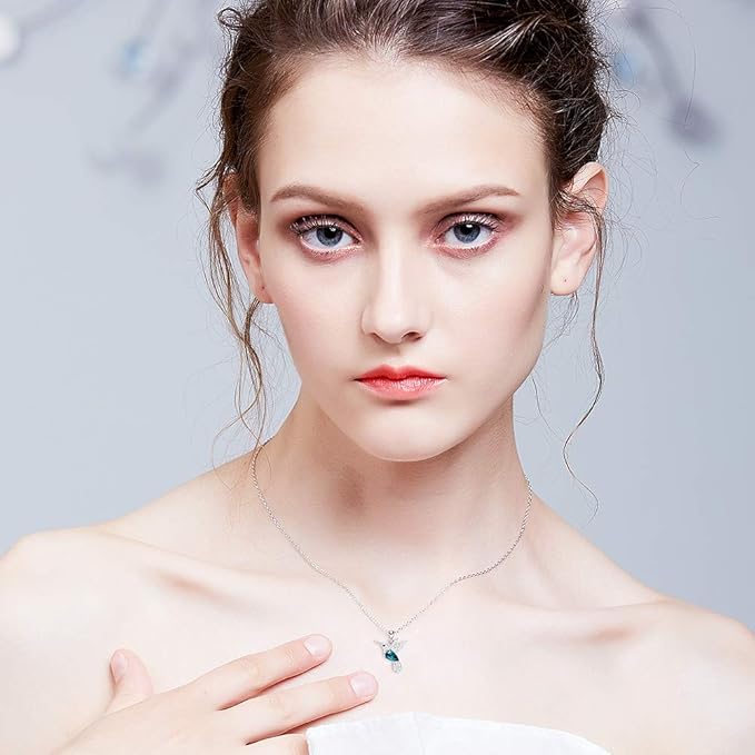 3Ct Pear Cut London Blue Topaz Diamond Flying Bird Pendant For Her