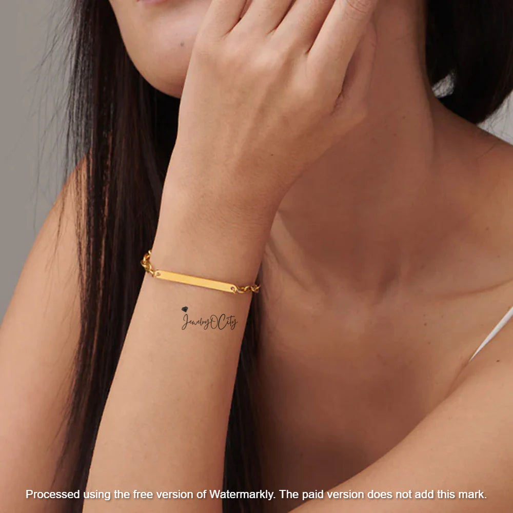 Women's Name Tag Thin Bar Bracelet