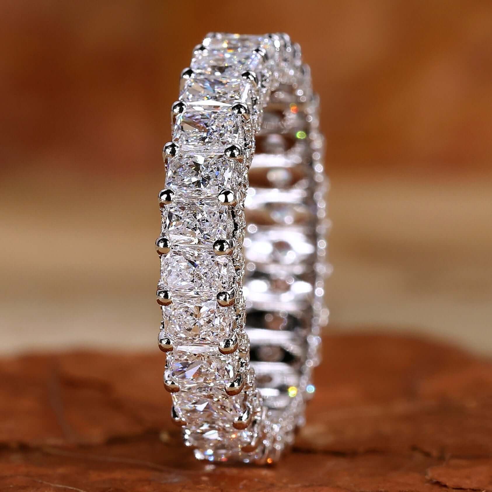 3.50CT Radiant Cut VS Diamond Full Eternity Iced Out Wedding Band Ring For Her