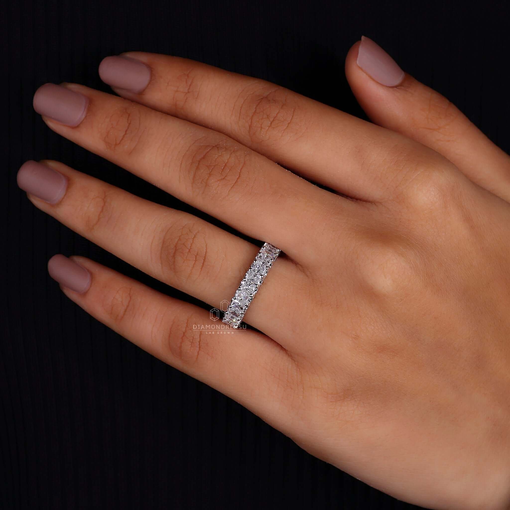 3.50CT Radiant Cut VS Diamond Full Eternity Iced Out Wedding Band Ring For Her