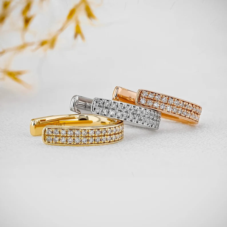 4Ct Round Cut 3 Set Diamond Women's Hoop Earrings