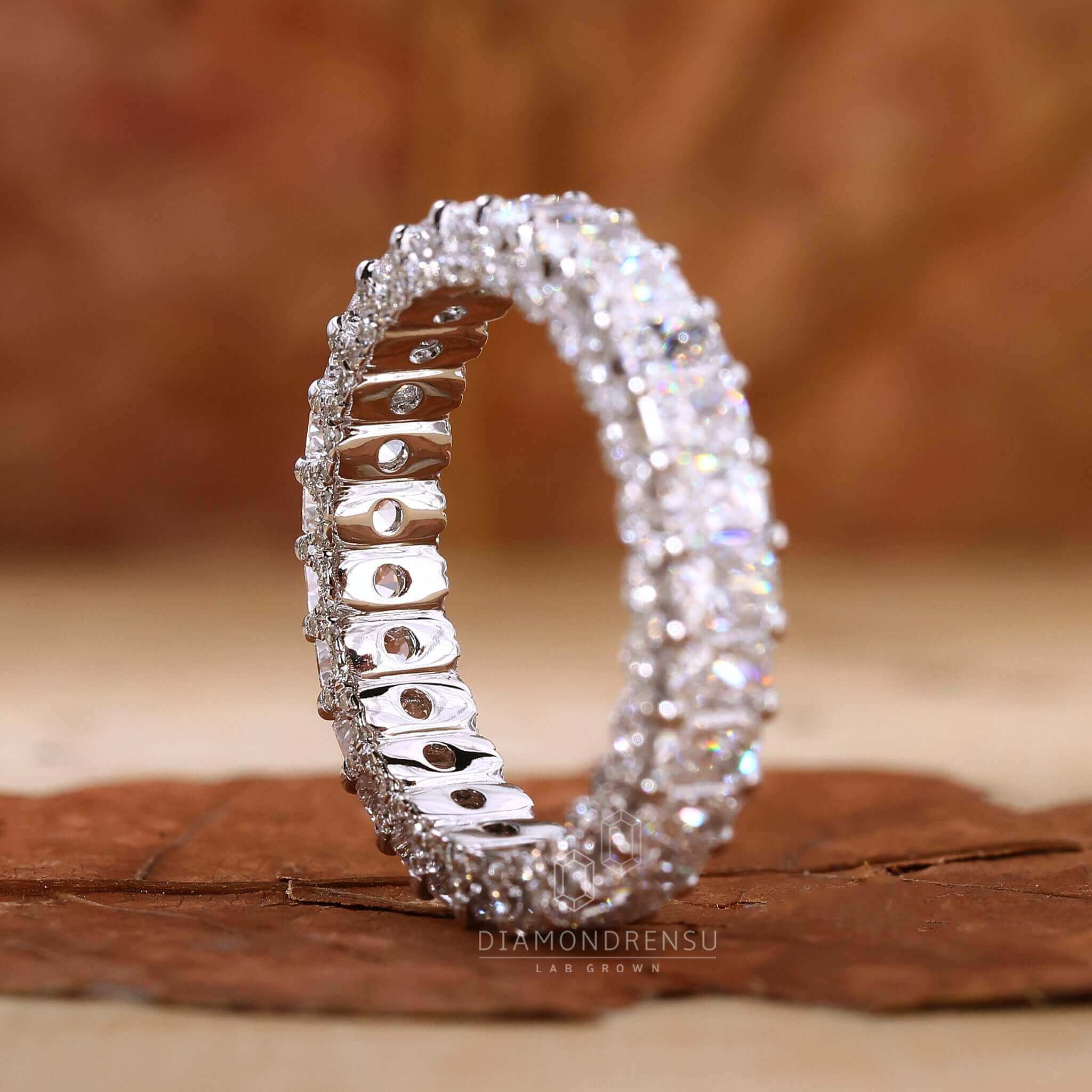 3.50CT Radiant Cut VS Diamond Full Eternity Iced Out Wedding Band Ring For Her