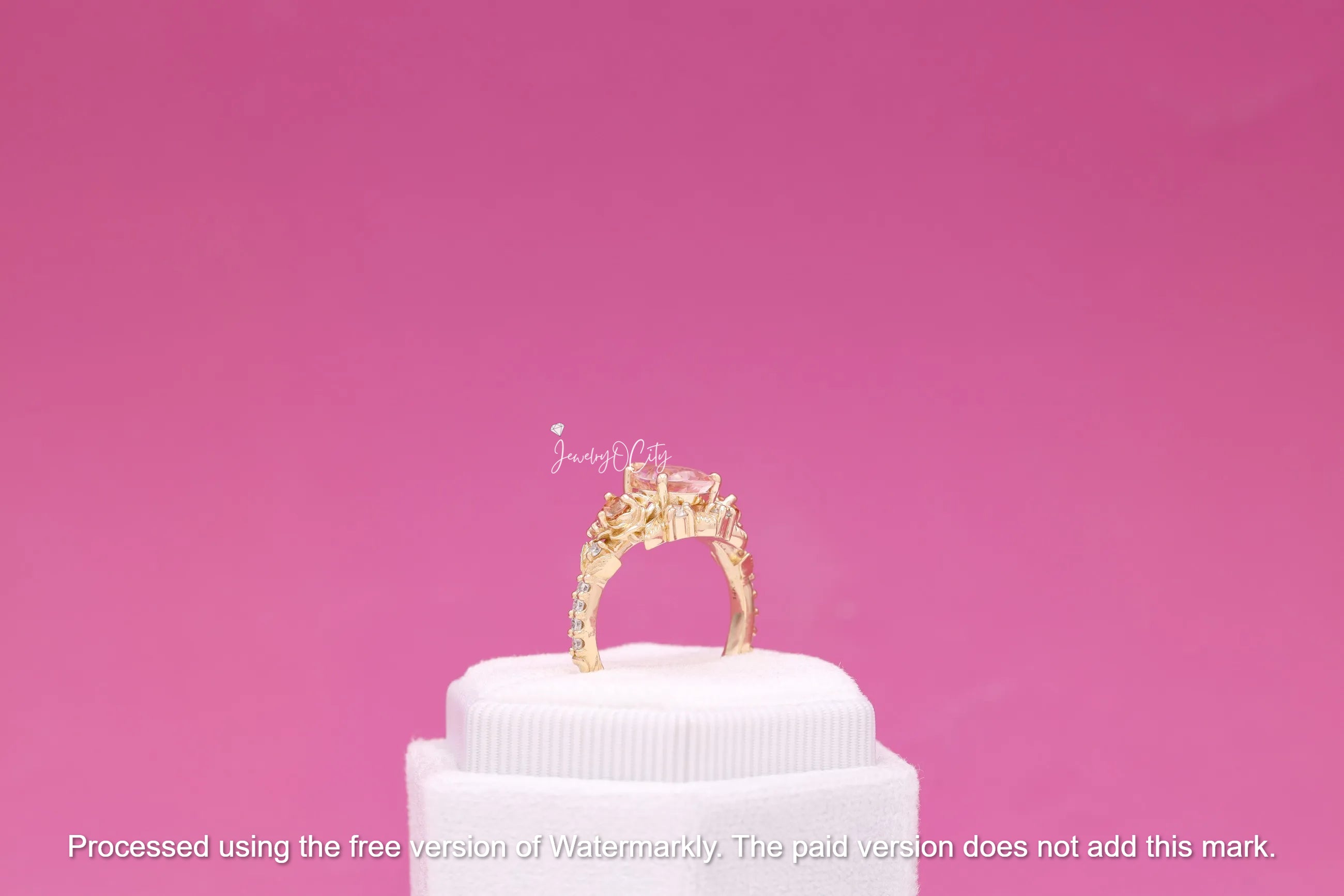 2.50Ct Pear Cut Morganite & Diamond Flower Bridal Ring Set