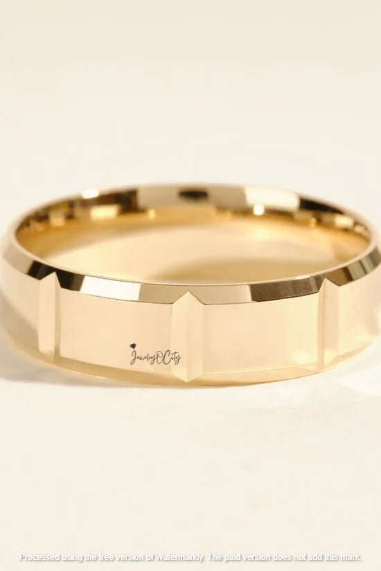 6MM Block Design Men's Solid Wedding Band Ring For Him