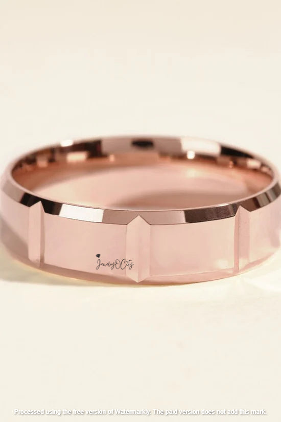 6MM Block Design Men's Solid Wedding Band Ring For Him