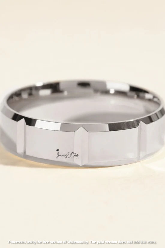 6MM Block Design Men's Solid Wedding Band Ring For Him