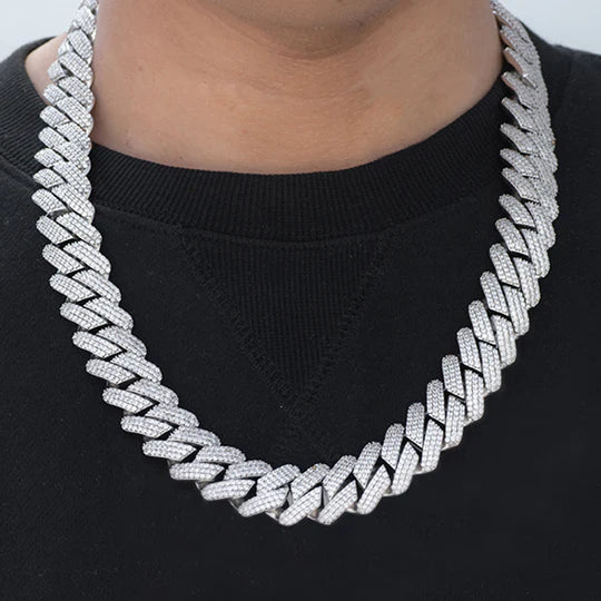 39TCW Diamond 20MM Iced Out 3 Row Cuban Link Necklace