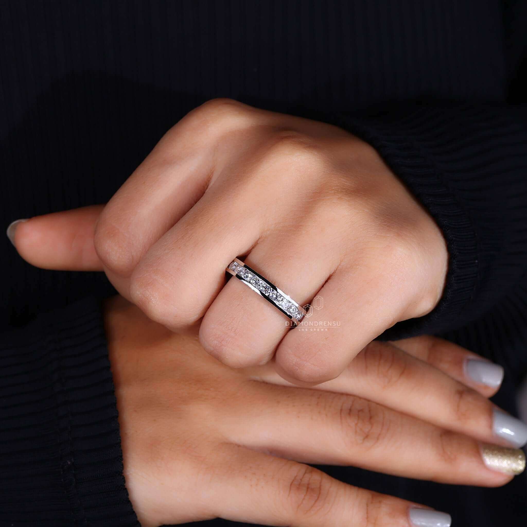 3CT Round Cut Diamond Full Eternity Wedding Band Ring For Her