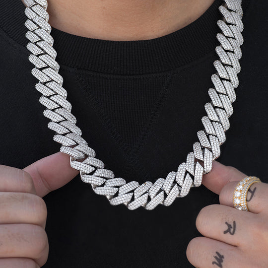 39TCW Diamond 20MM Iced Out 3 Row Cuban Link Necklace