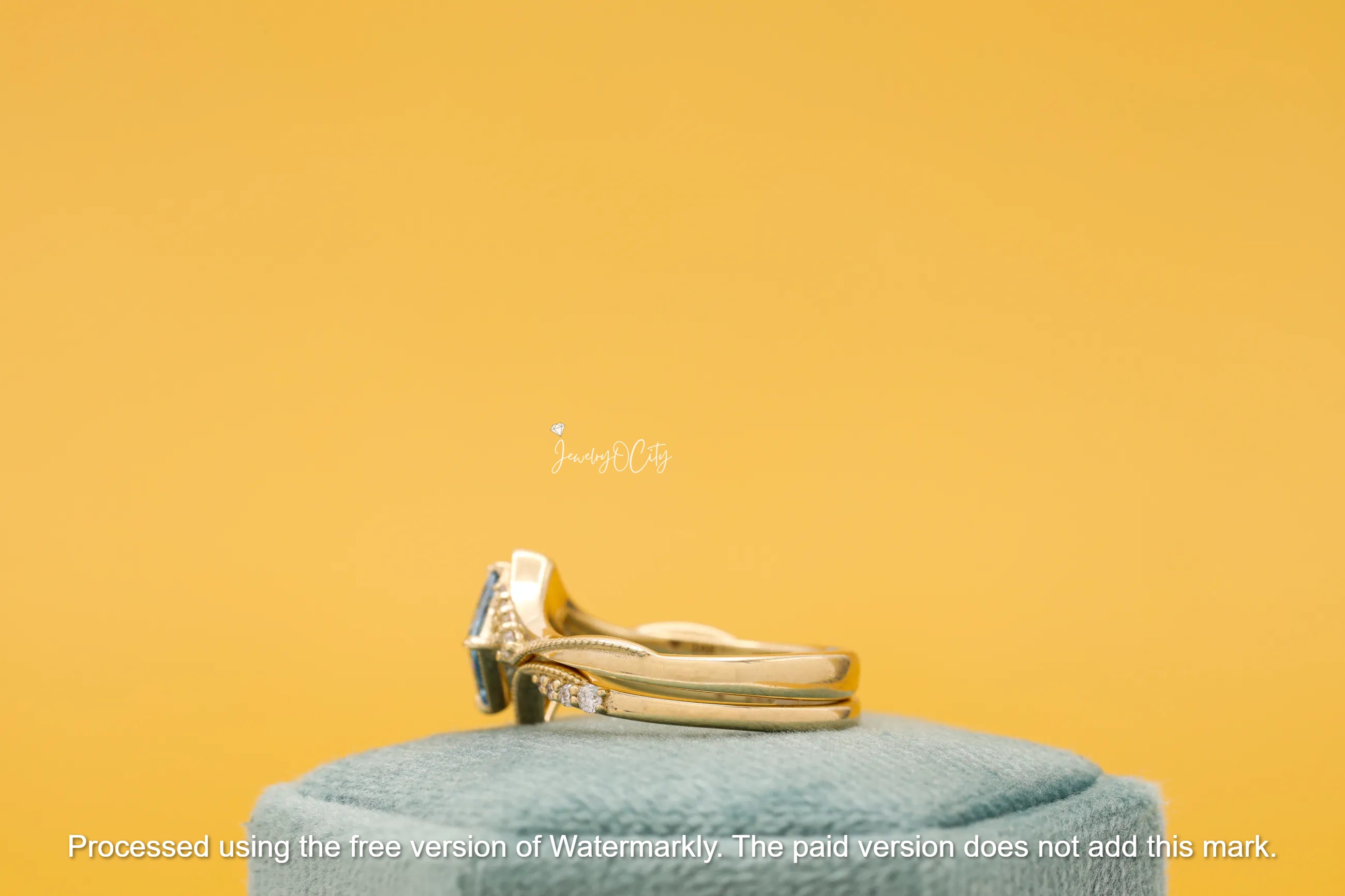 3Ct Princess Cut Aquamarine & Diamond Twisted Bridal Ring Set