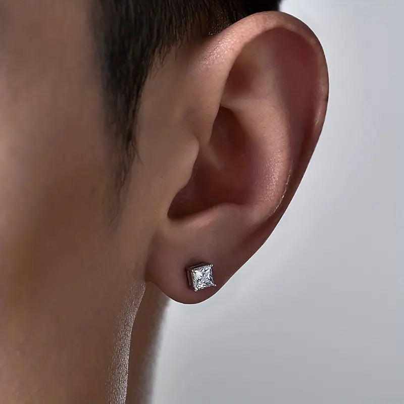 2.50Ct Princess Cut Diamond Solitaire Stud Earrings