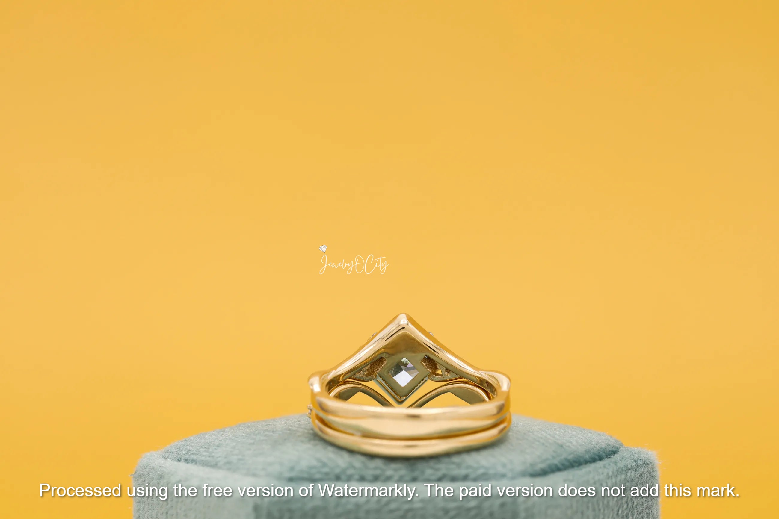 3Ct Princess Cut Aquamarine & Diamond Twisted Bridal Ring Set