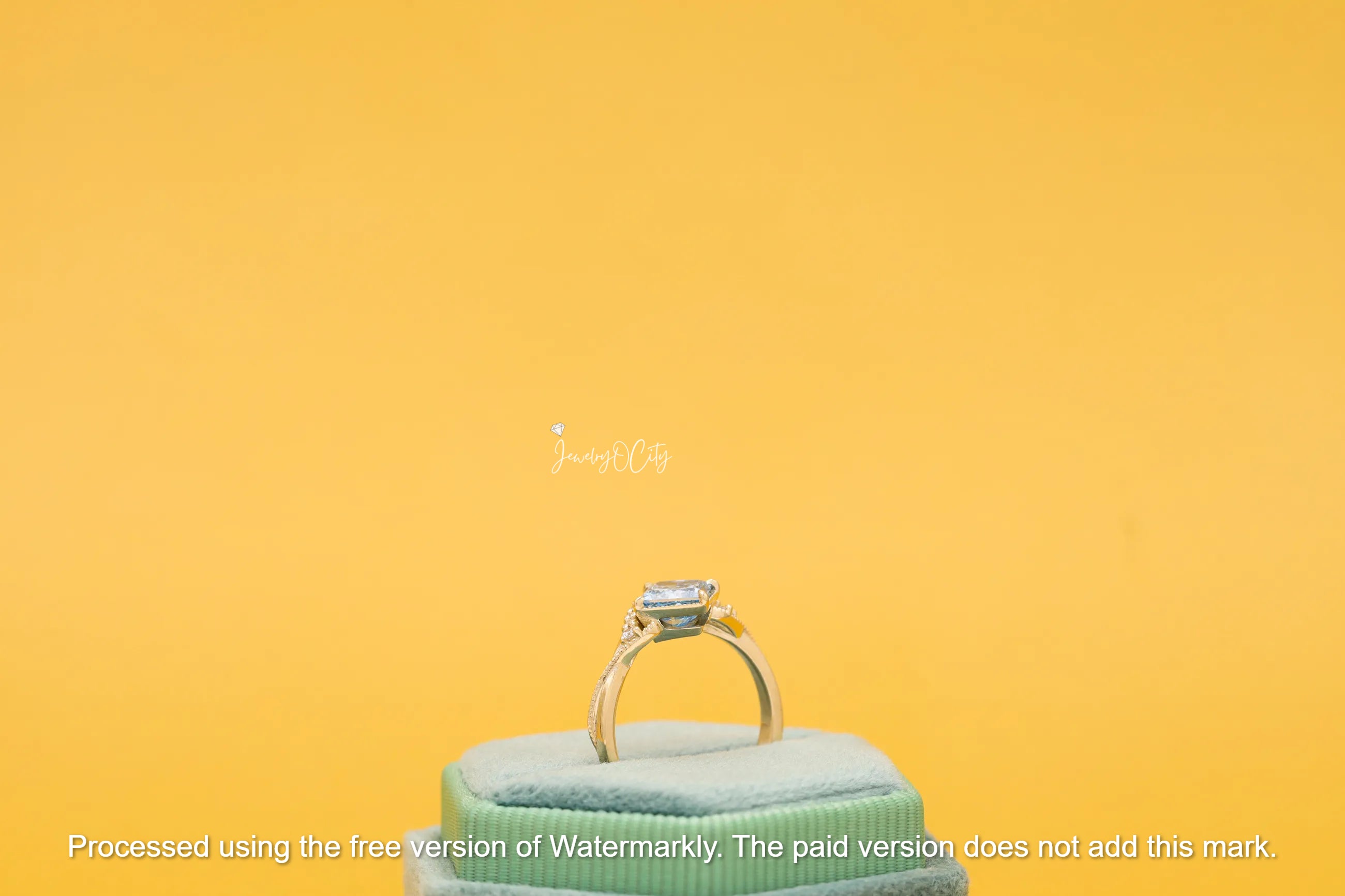 3Ct Princess Cut Aquamarine & Diamond Twisted Bridal Ring Set