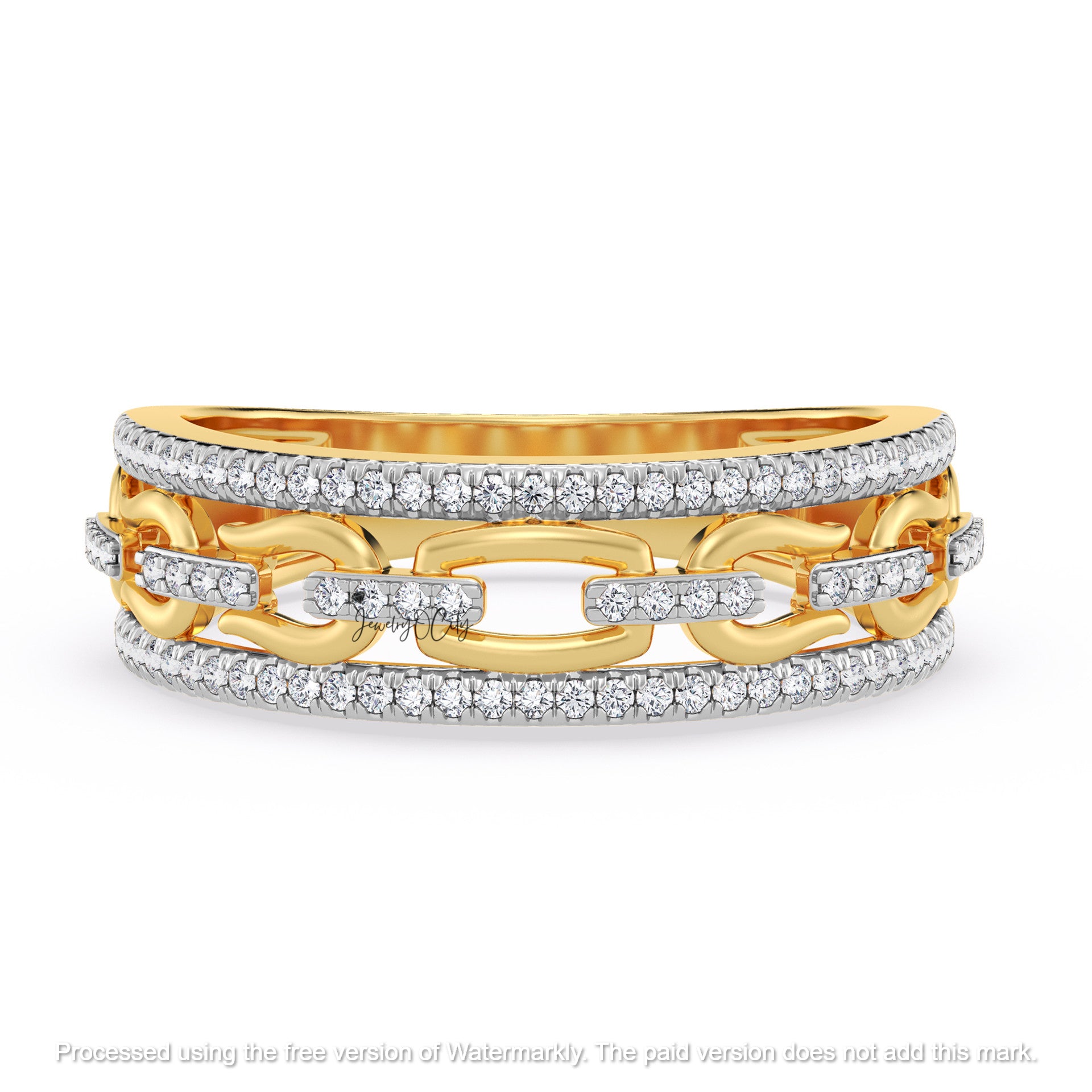 3.60Ct Round Cut VVS1 Diamond Chain Style Wedding Trio Ring Set