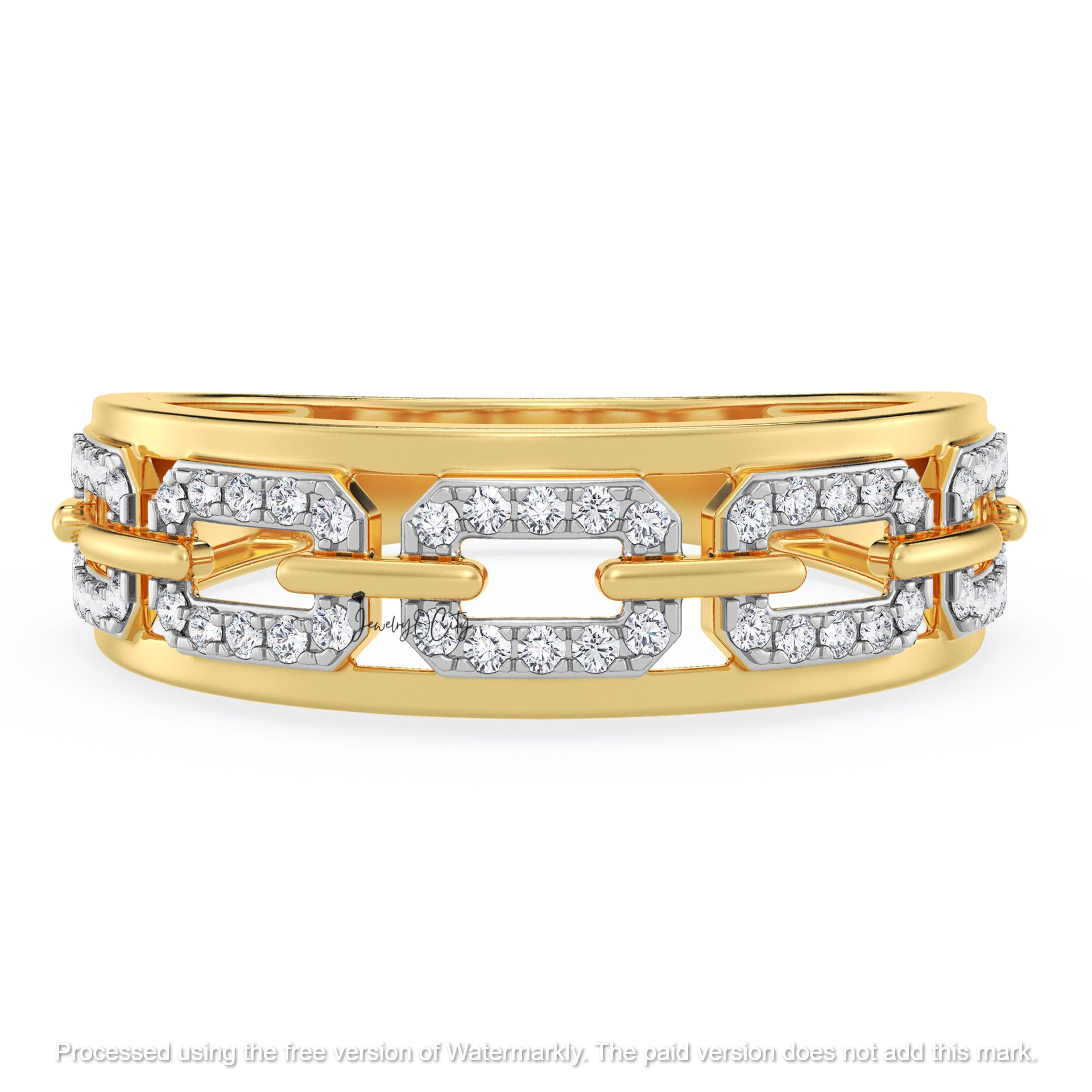 3.60Ct Round Cut VVS1 Diamond Chain Style Wedding Trio Ring Set