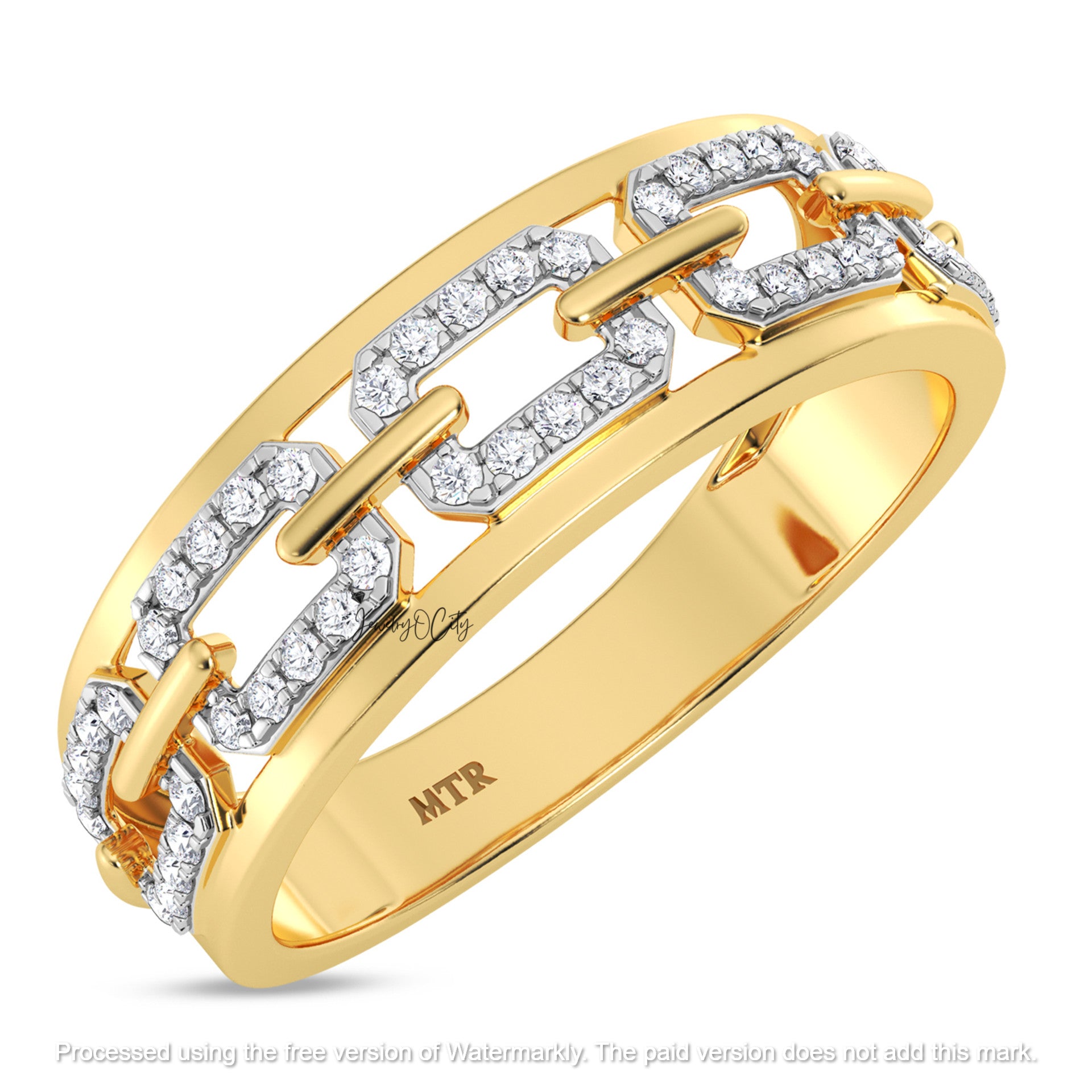 3.60Ct Round Cut VVS1 Diamond Chain Style Wedding Trio Ring Set