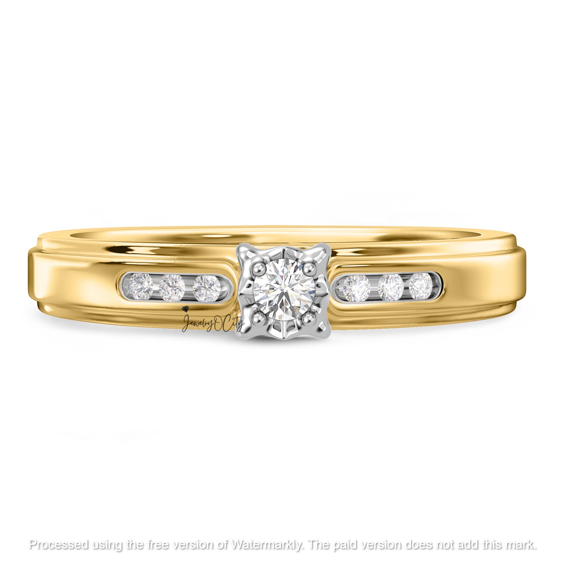 2.46Ct Round Cut Diamond Solitaire/Accent Engagement Trio Set