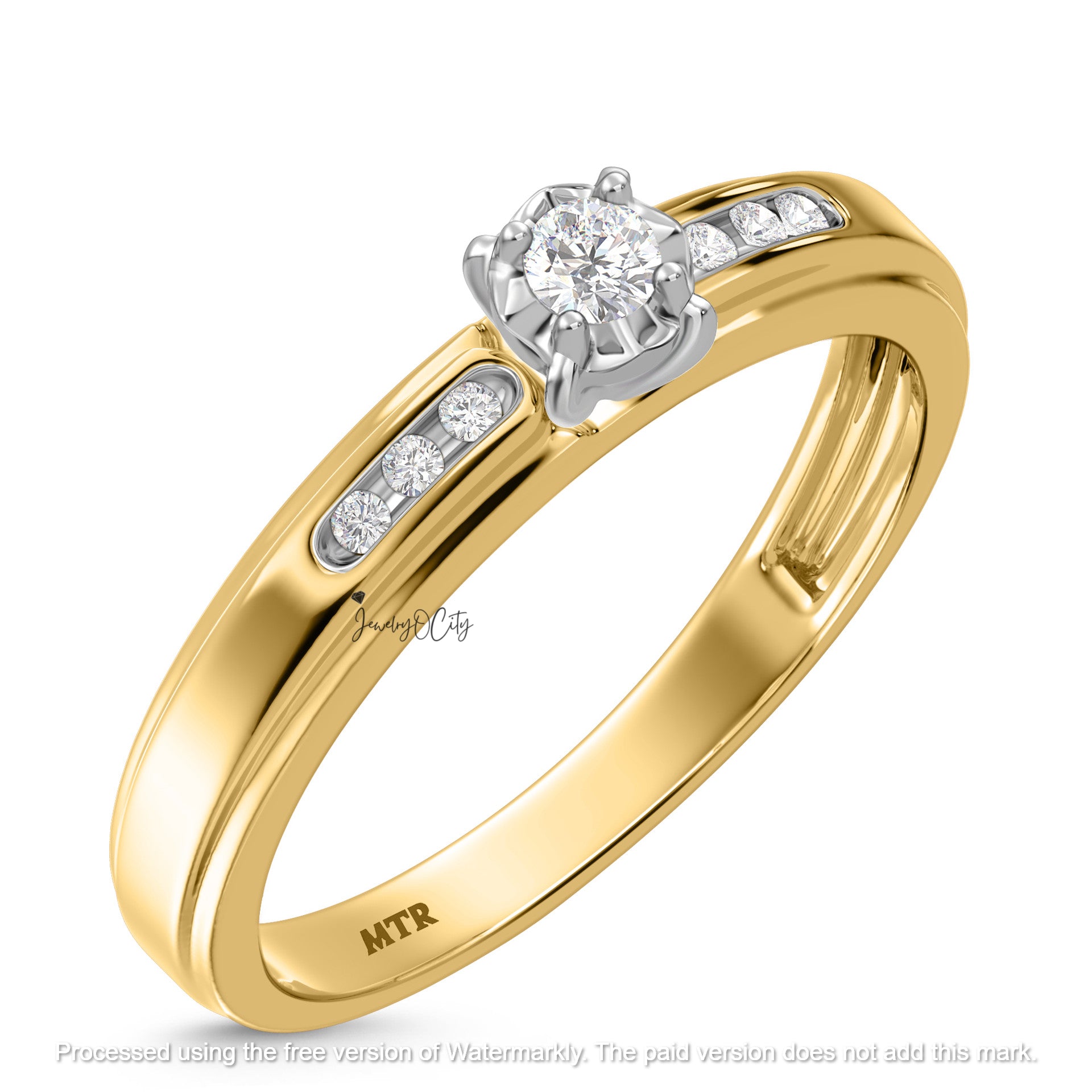 2.46Ct Round Cut Diamond Solitaire/Accent Engagement Trio Set