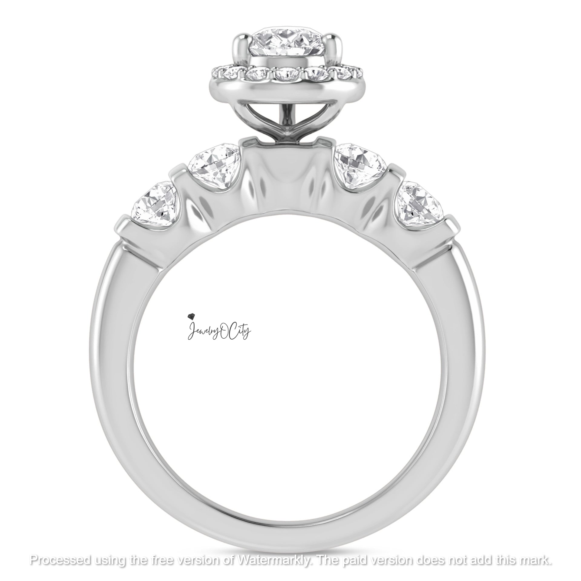 3.20Ct Pear Cut Diamond Five Stone Engagement & Wedding Trio Ring Set