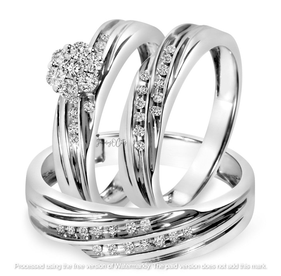2.40Ct Diamond Wedding Trio Ring Set