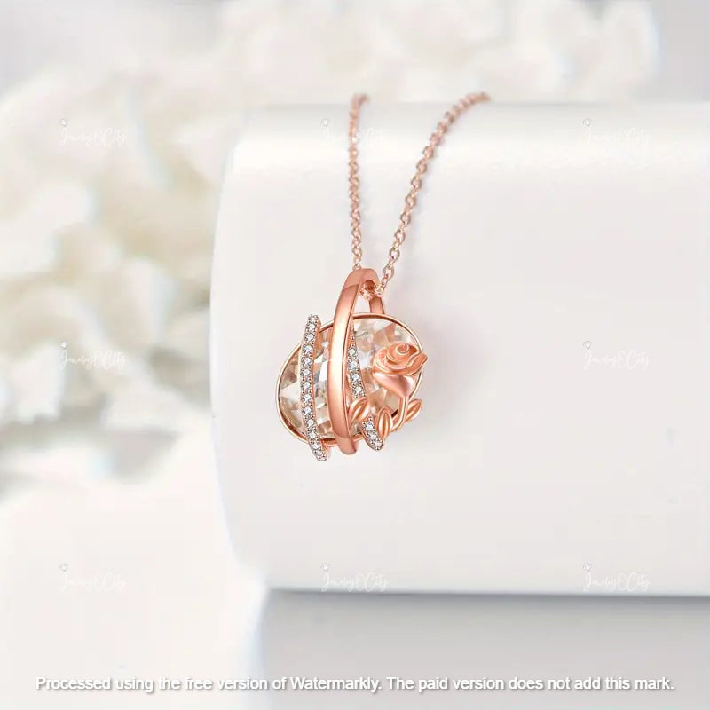 4Ct Oval Cut Peach Morganite Flower Rose Pendant For Her