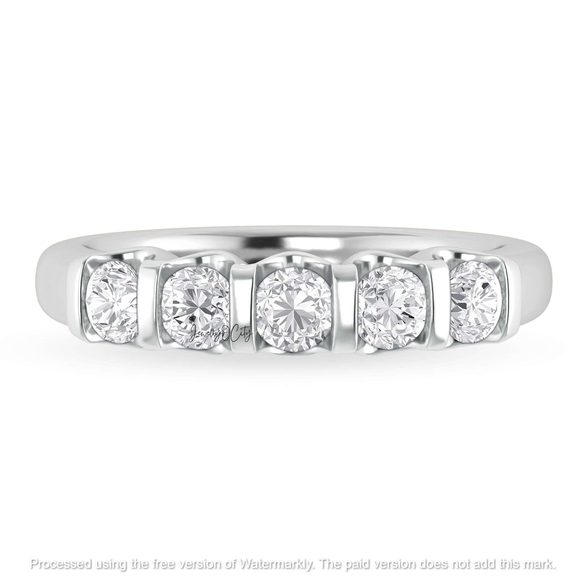 3.20Ct Pear Cut Diamond Five Stone Engagement & Wedding Trio Ring Set