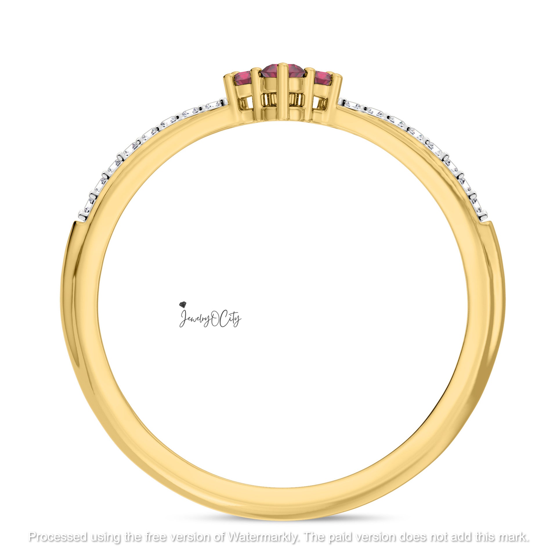 2.74Ct Pear Cut Pink Ruby & Diamond Solitaire/Accent Engagement Trio Ring Set