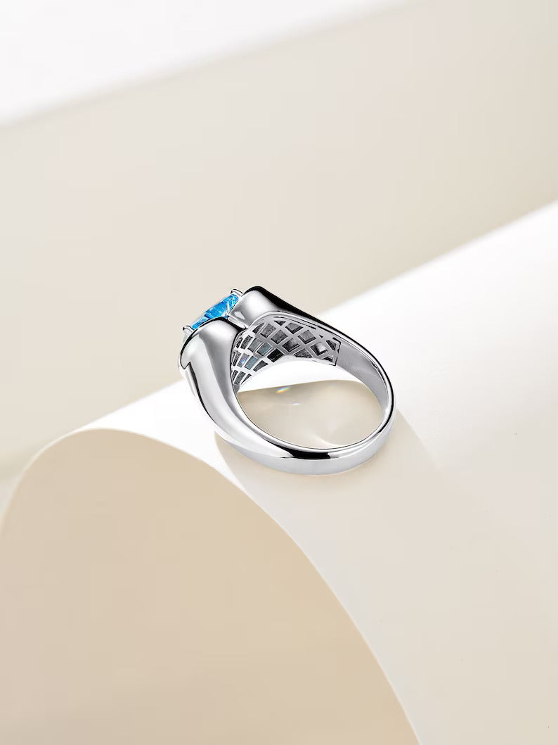 3Ct Heart Cut Blue Topaz Heart Women's Engagement Ring