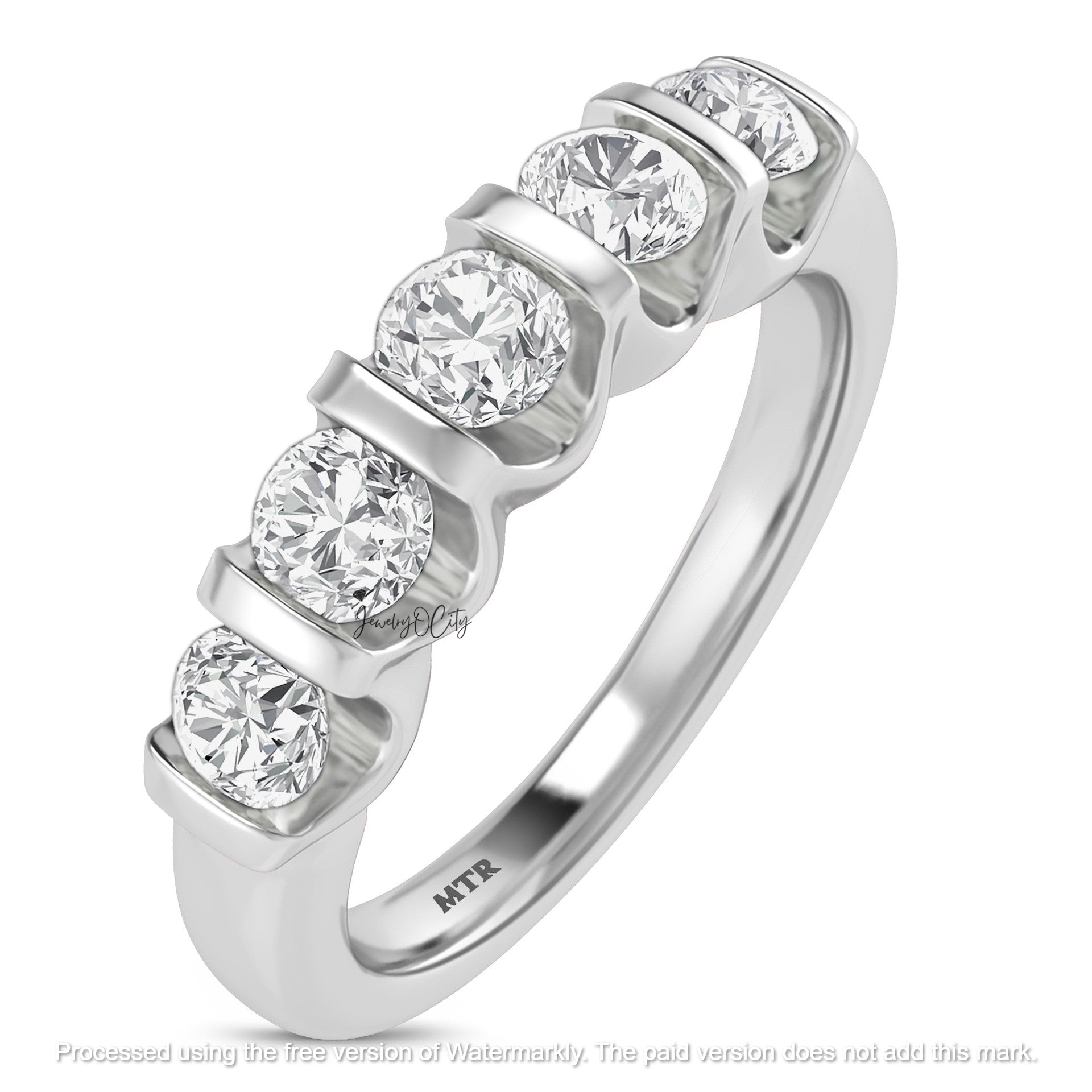 3.20Ct Pear Cut Diamond Five Stone Engagement & Wedding Trio Ring Set
