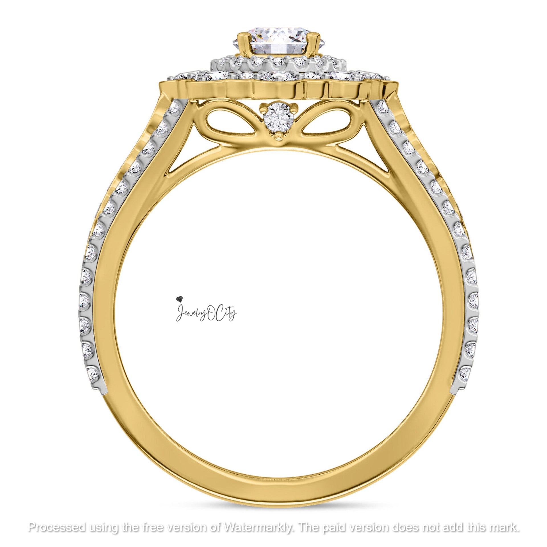 3.16Ct Round Cut Diamond Flower Double Halo Anniversary Trio Ring Set